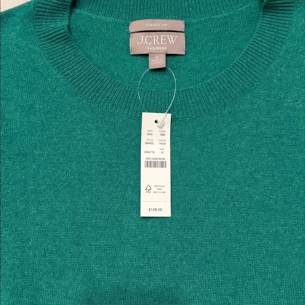 J. Crew Teal / Green Classic Fit Cashmere Sweater - Picture 3 of 5